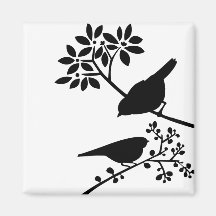 Black and White Birds Refrigerator Magnets
