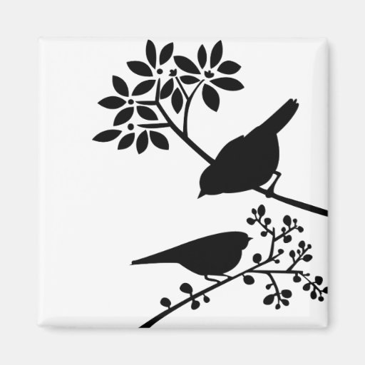 Black and White Birds Refrigerator Magnets