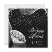 Black and White Bling Diamond Wedding Invitations