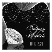Black and White Bling Diamond Wedding Invitations