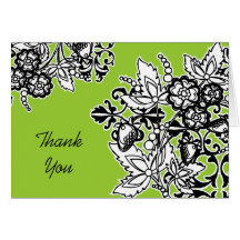 Black and White Bouquet Thank You Card