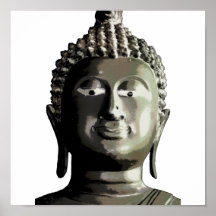 Black and white buddha poster