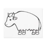 Black and White Buffalo in Sketch Form Postcard