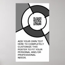 black and white bullseye QR code Print