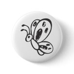 Black and White Butterfly in Sketch Form Button
