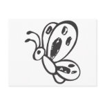 Black and White Butterfly in Sketch Form Postcard
