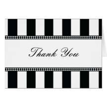 Black and White Cafe Stripes Thank You Note Greeting Card