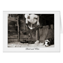 black and white card