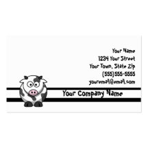 Black and White Cartoon Cow Business Cards