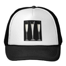 Black and White Champagne Glasses Hats