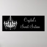 Black and White Chandelier Sweet 16 Banner