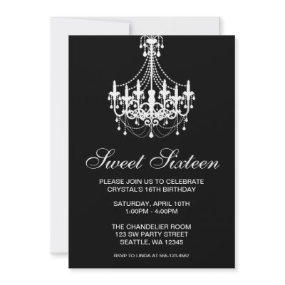 Black and White Chandelier Sweet Sixteen Birthday by printcreekstudio