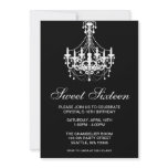 Black and White Chandelier Sweet Sixteen Birthday invitations