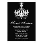 Black and White Chandelier Sweet Sixteen Birthday Custom Invitations