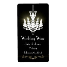 Black and White Chandelier Wedding Wine Labels