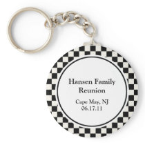 Black and White Check Family Reunion Keychain