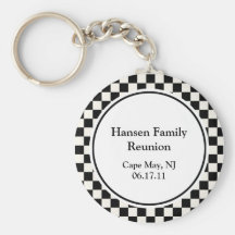 Black and White Check Family Reunion Keychain
