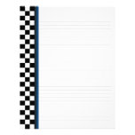 Black and White Check with Blue Accent Binder Personalized Letterhead