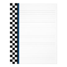 Black and White Check with Blue Accent Binder Personalized Letterhead