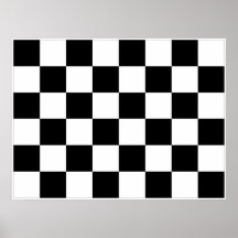 Black and White Chequered Auto Racing Flag Poster