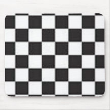 Black and White Chequered Board Checks Mouse Pads