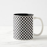 Black and White Chequered Board Checks Mugs