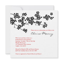 Black and White Cherry Blossoms Custom Invites