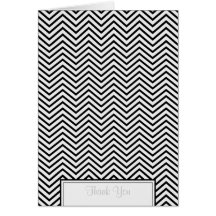 Black and White Chevron Print Thank You Card