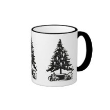 Black and White Christmas Tree Coffee Mug