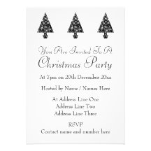 Black and White Christmas Tree Design. Personalized Announcement