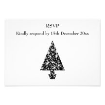 Black and White Christmas Tree Design. Invite