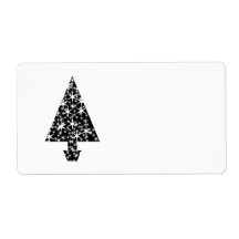 Black and White Christmas Tree Design. Shipping Labels
