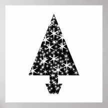 Black and White Christmas Tree Design. Poster