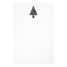 Black and White Christmas Tree Design. Custom Stationery