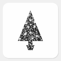 Black and White Christmas Tree Design. Square Stickers