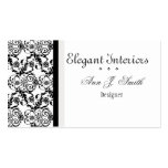 Black and White Classy   Elegant Damask Floral Business Card