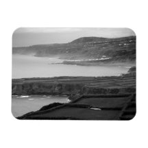 Black and white coastal landscape rectangle magnet