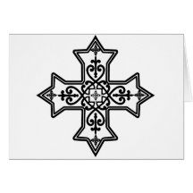Black and White Coptic Cross Greeting Cards