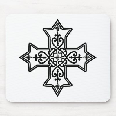 Black and White Coptic Cross Mousepads by greenbaby