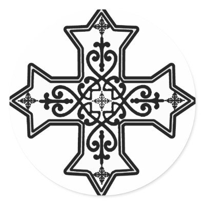 Black and White Coptic Cross Sticker by greenbaby