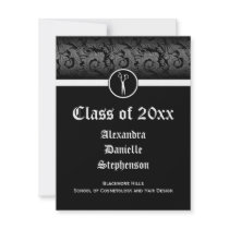 Black and White Cosmetology School Graduation Personalized Announcement
