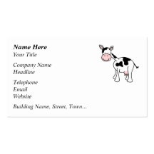 Black and White Cow Cartoon. Business Card Template