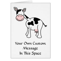 Black and White Cow Cartoon. Cards