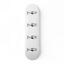 Black and White Cow Cartoon. Front. Skate Board