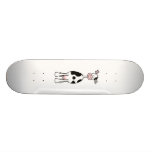 Black and White Cow Cartoon. Front. Skate Board Deck