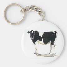 black and white cow key chain
