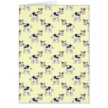 Black and White Cow Pattern on Light Yellow Greeting Cards