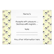 Black and White Cow Pattern on Light Yellow Custom Invitations