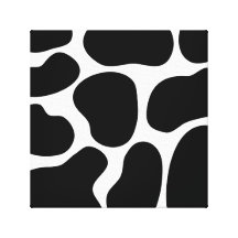 Black and White Cow Print Pattern. Stretched Canvas Print