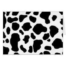 black and white cow print pattern greeting card